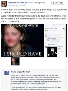 Feminist writer Clementine Ford is highlighting Facebook's ‘hypocritical’ community guidelines