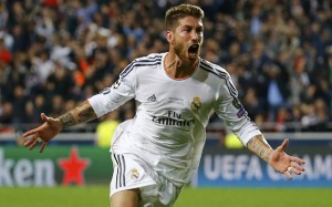 Real Madrid's Ramos celebrates after scoring a goal against Atletico Madrid during their Champions League final soccer match at Luz stadium in Lisbon...Real Madrid's Sergio Ramos celebrates after scoring a goal against Atletico Madrid during their Champions League final soccer match at Luz stadium in Lisbon, May 24, 2014.         REUTERS/Kai Pfaffenbach (PORTUGAL  - Tags: SPORT SOCCER TPX IMAGES OF THE DAY)