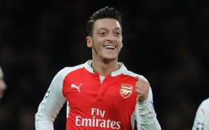 LONDON, ENGLAND - NOVEMBER 24:  Mesut Ozil celebrates scoring Arsenal's 1st goal during the match between Arsenal and Dinamo Zagreb in the UEFA Champions League on November 24, 2015 in London, United Kingdom.  (Photo by David Price/Arsenal FC via Getty Images)