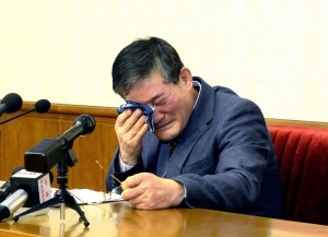 This picture released from North Korea's official Korean Central News Agency (KCNA) on March 25, 2016, shows Kim Dong-Chul, a Korean-American as he addresses a news conference in Pyongyang on March 25.
A Korean-American detained in North Korea admitted to attempting to steal military secrets as he was paraded in front of media groups in Pyongyang. Kim Dong-Chul, 62, who became a naturalised US citizen in 1987 and was arrested on espionage charges in October last year, pleaded for mercy during his carefully orchestrated confession, Japan's Kyodo news agency reported
 / AFP PHOTO / KCNA VIA KNS / KCNA / REPUBLIC OF KOREA OUT   ---EDITORS NOTE--- RESTRICTED TO EDITORIAL USE - MANDATORY CREDIT "AFP PHOTO/KCNA VIA KNS" - NO MARKETING NO ADVERTISING CAMPAIGNS - DISTRIBUTED AS A SERVICE TO CLIENTS/ THIS PICTURE WAS MADE AVAILABLE BY A THIRD PARTY. AFP CAN NOT INDEPENDENTLY VERIFY THE AUTHENTICITY, LOCATION, DATE AND CONTENT OF THIS IMAGE. THIS PHOTO IS DISTRIBUTED EXACTLY AS RECEIVED BY AFP.
  /  
KCNA/AFP/Getty Images