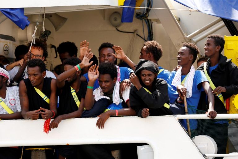 Migrants are seen onboard the humanitarian ship Aquarius at Boiler Wharf in Senglea, in Valletta's Grand Harbour, Malta August 15, 2018. REUTERS/Darrin Zammit Lupi